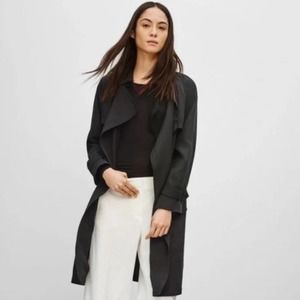 BABATON | ARITZIA Women's Lawson Trench Coat Draped Open Jacket Black Lyocell